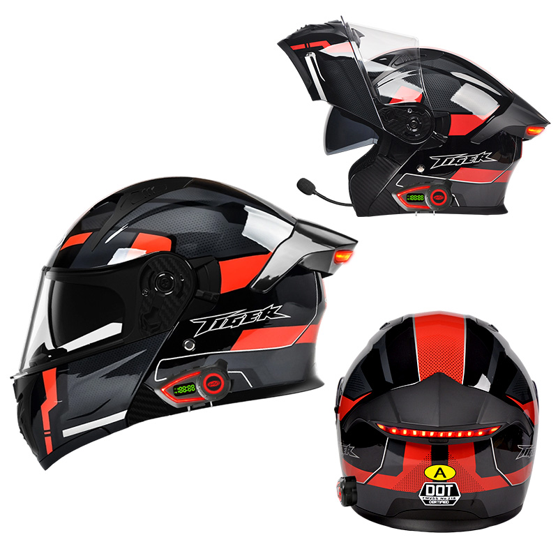 خوذة دراجة نارية ذكية مزودة بإ - مراجعة Full Face Motorcycle Helmet With Bluetooth وسعره