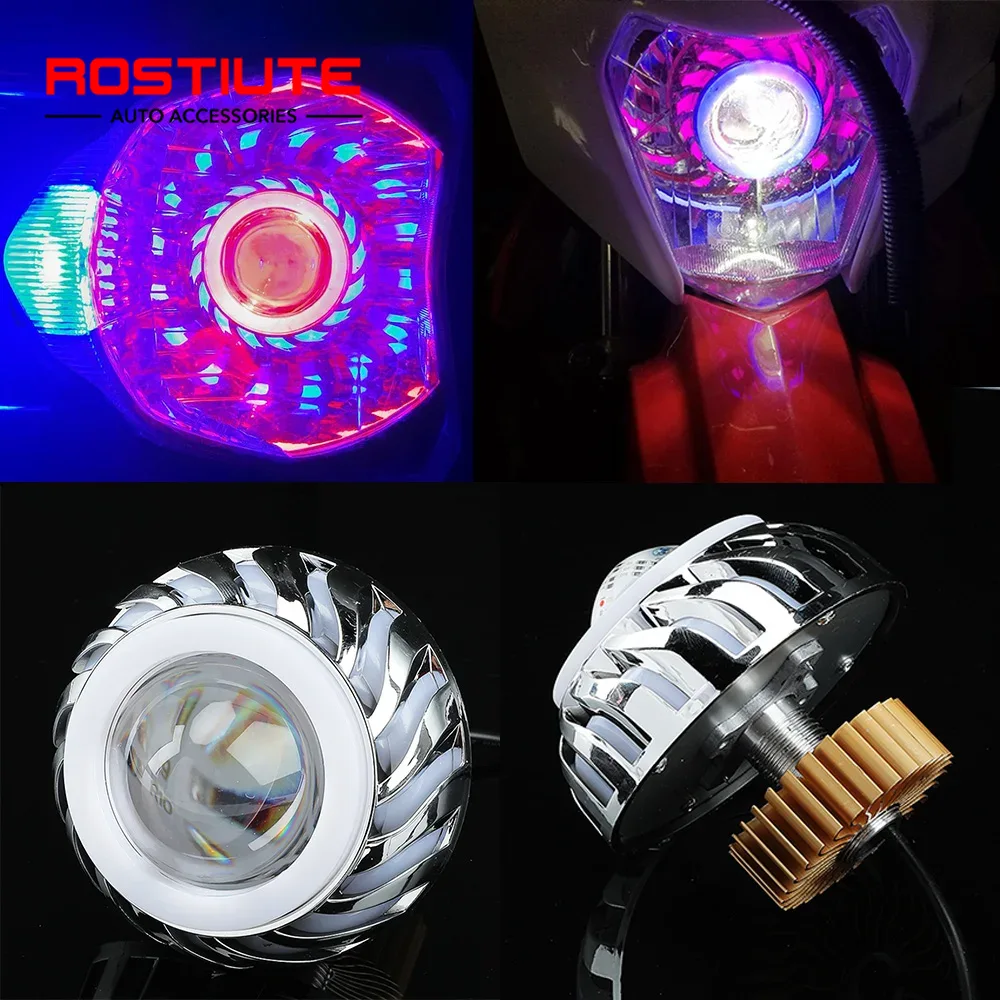 عالية/منخفضة شعاع مزدوج عيون ا - مراجعة Universal Motorcycle Led Headlight Projector وسعره