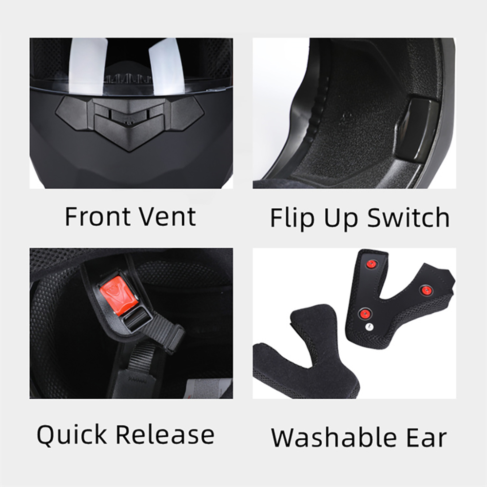 خوذة موتوكروس للدراجات النارية - مراجعة Modular Flip Up Motorcycle Helmet Dot Approved وسعره